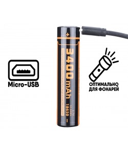 Аккумулятор 18650 FiTorch (3600 mAh) с зарядкой USB