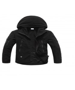 Кофта флисовая тактическая с капюшоном (черная)