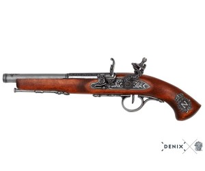 Макет пистолет кремневый леворукий, латунь (Франция, XVIII век) DE-1127-G