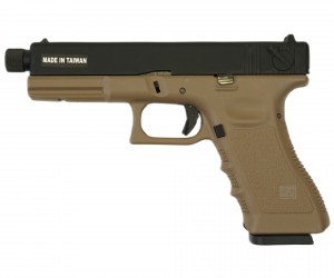 |Уценка| Страйкбольный пистолет KJW Glock G18 TBC CO₂ Tan, удлин. ствол (№ KP-18-TBC.CO2-TAN-362-УЦ)