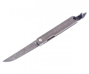 Нож складной Boker Plus Nori 7,7 см, сталь Damascus, рукоять Titanium Grey