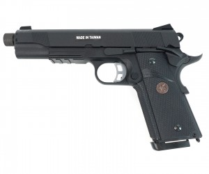 Страйкбольный пистолет KJW KP-07 Colt M1911 M.E.U. TBC Gas Black, удлин. ствол