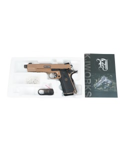 Страйкбольный пистолет KJW KP-07 Colt M1911 M.E.U. TBC Gas Tan, удлин. ствол