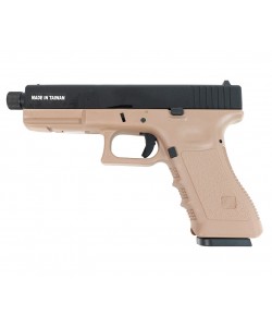 Страйкбольный пистолет KJW KP-17 Glock G17 TBC Gas Tan, удлин. ствол
