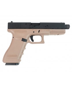 Страйкбольный пистолет KJW KP-17 Glock G17 TBC Gas Tan, удлин. ствол
