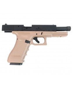 Страйкбольный пистолет KJW KP-17 Glock G17 TBC Gas Tan, удлин. ствол