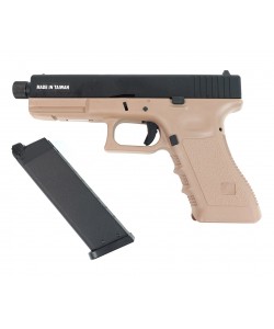 Страйкбольный пистолет KJW KP-17 Glock G17 TBC Gas Tan, удлин. ствол