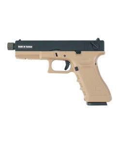 Страйкбольный пистолет KJW KP-18 Glock G18 TBC Gas Tan, удлин. ствол