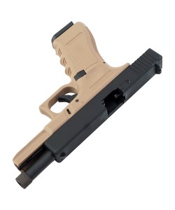 Страйкбольный пистолет KJW KP-18 Glock G18 TBC Gas Tan, удлин. ствол