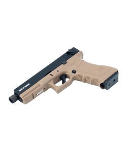 Страйкбольный пистолет KJW KP-18 Glock G18 TBC Gas Tan, удлин. ствол