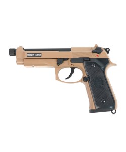 Страйкбольный пистолет KJW Beretta M9A1 TBC Gas Tan, удлин. ствол