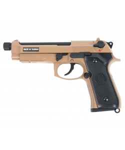 Страйкбольный пистолет KJW Beretta M9A1 TBC Gas Tan, удлин. ствол