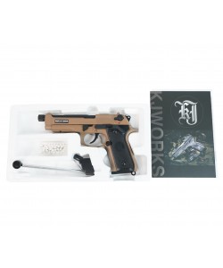Страйкбольный пистолет KJW Beretta M9A1 TBC Gas Tan, удлин. ствол