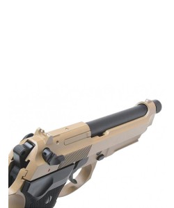 Страйкбольный пистолет KJW Beretta M9A1 TBC Gas Tan, удлин. ствол