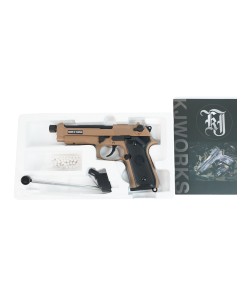 Страйкбольный пистолет KJW Beretta M9A1 TBC Gas Tan, удлин. ствол