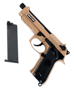 Страйкбольный пистолет KJW Beretta M9A1 TBC Gas Tan, удлин. ствол