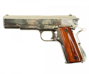 |Уценка| Макет пистолет Colt M1911A1 .45, хром, лакиров. дерево (США, 1911 г.) DE-6312 (№ 424-УЦ)