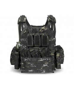 Разгрузочный бронежилет Yakeda VT-8141 Plate Carrier быстросъемный, с подсумками и гидратором (Black Multicam)