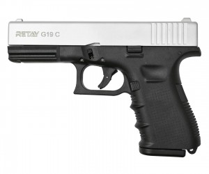Охолощенный СХП пистолет Retay G19C (Glock) 9mm P.A.K Chrome