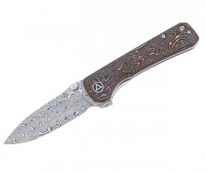 Нож складной QSP Knife Hawk 8,2 см, сталь Damascus, рукоять Carbon Copper
