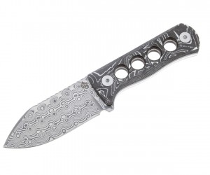 Нож QSP Knife Canary 6,3 см, сталь Damascus, рукоять Carbon Grey