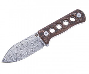 Нож QSP Knife Canary 6,3 см, сталь Damascus, рукоять Carbon Copper/Black
