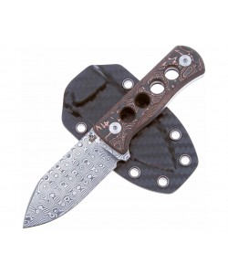 Нож QSP Knife Canary 6,3 см, сталь Damascus, рукоять Carbon Copper/Black