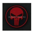 Шеврон ”Каратель” (Punisher), PVC на велкро, 80x80 мм (красный на черном) - фото № 4