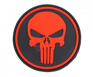 Шеврон ”Каратель” (Punisher), PVC на велкро, 80x80 мм (красный на черном)