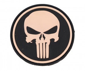Шеврон ”Каратель” (Punisher), PVC на велкро, 80x80 мм (песок на черном)