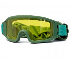 Очки-маска тактические ShotTime Puma, UV400, Anti-Fog, оправа зеленая (желтая линза)