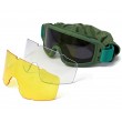 Очки-маска тактические ShotTime Puma, UV400, Anti-Fog, оправа зеленая, 3 линзы (серая, прозрачная, желтая) - фото № 1