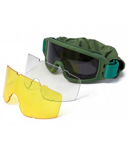 Очки-маска тактические ShotTime Puma, UV400, Anti-Fog, оправа зеленая, 3 линзы