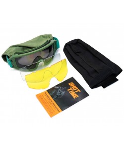 Очки-маска тактические ShotTime Puma, UV400, Anti-Fog, оправа зеленая, 3 линзы