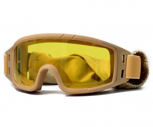 Очки-маска тактические ShotTime Puma, UV400, Anti-Fog, оправа хаки (желтая линза)
