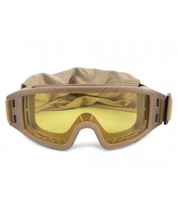 Очки-маска тактические ShotTime Puma, UV400, Anti-Fog, оправа хаки (желтая линза)