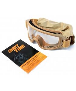 Очки-маска тактические ShotTime Puma, UV400, Anti-Fog, оправа хаки (прозрачная линза)