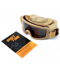 Очки-маска тактические ShotTime Puma, UV400, Anti-Fog, оправа хаки (серая линза)