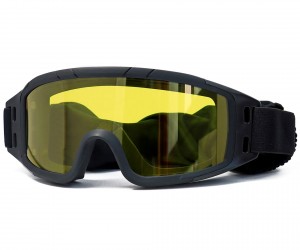 Очки-маска тактические ShotTime Puma, UV400, Anti-Fog, оправа черная (желтая линза)