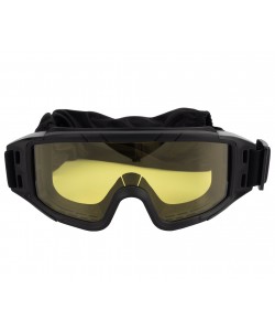 Очки-маска тактические ShotTime Puma, UV400, Anti-Fog, оправа черная (желтая линза)