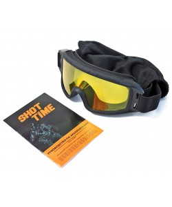 Очки-маска тактические ShotTime Puma, UV400, Anti-Fog, оправа черная (желтая линза)