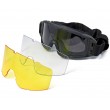 Очки-маска тактические ShotTime Puma, UV400, Anti-Fog, оправа черная, 3 линзы (серая, прозрачная, желтая) - фото № 1