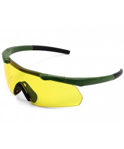 Очки стрелковые ShotTime Caracal Anti-fog, оправа зеленая (желтая линза)