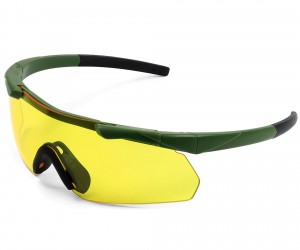 Очки стрелковые ShotTime Caracal Anti-fog, оправа зеленая (желтая линза)