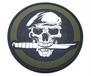 Шеврон ”Skull Knife”, PVC на велкро, 80x80 мм (Olive/Black)