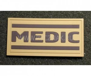 Шеврон ”MEDIC”, PVC на велкро, 70x35 мм (коричневый на песке)