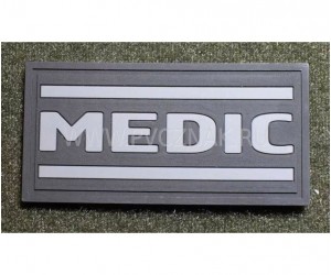 Шеврон ”MEDIC”, PVC на велкро, 70x35 мм (серый на черном)