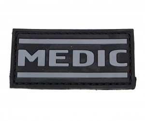Шеврон ”MEDIC”, PVC на велкро, 70x35 мм (серый на черном)