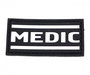 Шеврон ”MEDIC”, PVC на велкро, 70x35 мм (белый на черном)