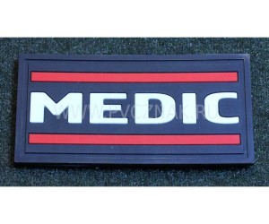 Шеврон ”MEDIC”, PVC на велкро, 70x35 мм (белый с красным на черном)
